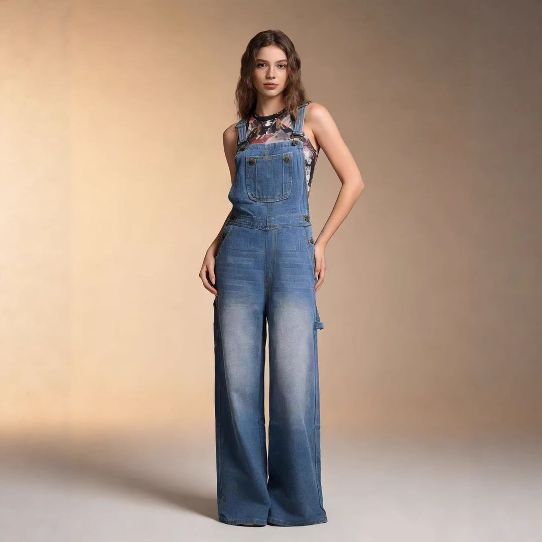 Damen Latzhose im lässigen oversized Schnitt mit funktionalen Seitentaschen Drune