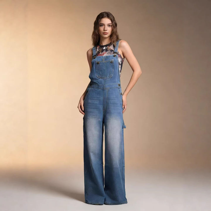 Damen Latzhose im lässigen oversized Schnitt mit funktionalen Seitentaschen Drune
