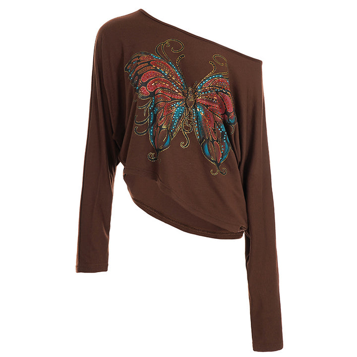 Damen Oversize-Shirt mit schillerndem Schmetterlingsdesign Drune