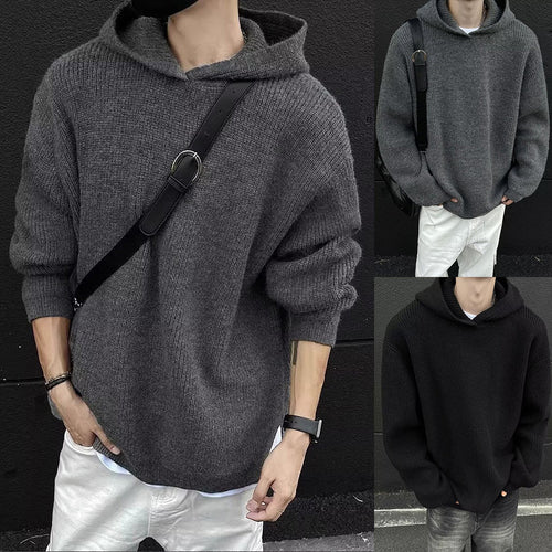 Herren Grobstrickpullover mit Hoodie Drune