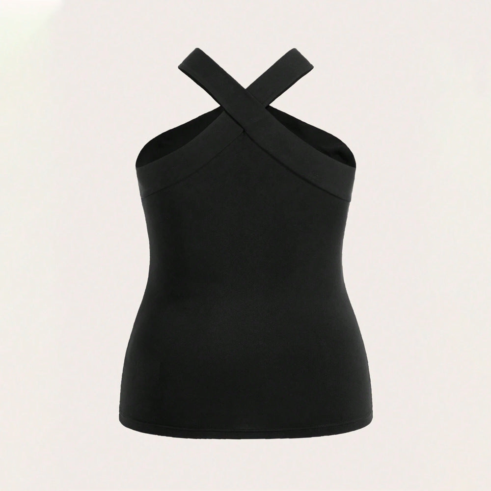 Damen Crop-Top mit schickem Kreuz-Ausschnitt und figurbetontem Schnitt Drune