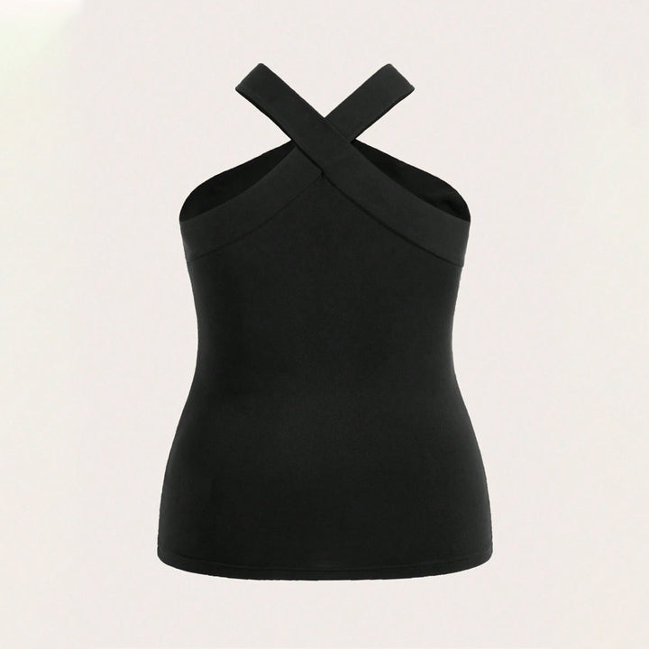 Damen Crop-Top mit schickem Kreuz-Ausschnitt und figurbetontem Schnitt Drune