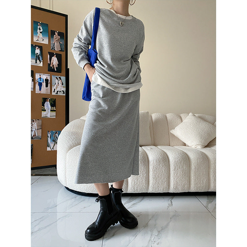 Damen lässiges Sweatshirt mit Skirt-Set Drune
