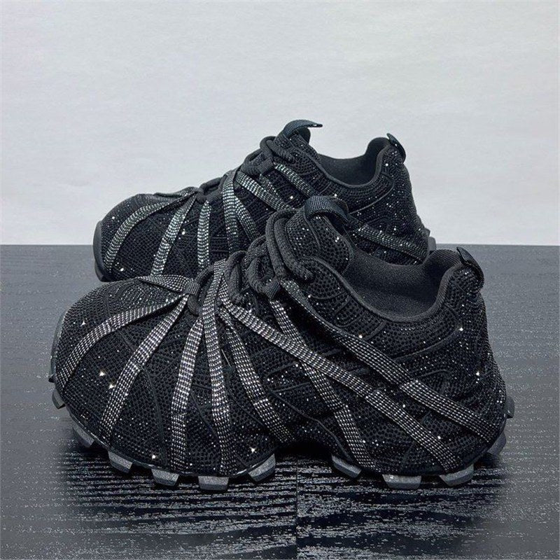 Damen Glitzernde Outdoor‑Sneaker mit skulptierter Profilsohle und elastischem Riemchendesign Drune