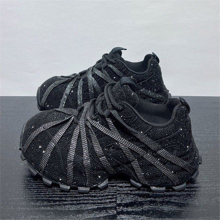 Damen Glitzernde Outdoor‑Sneaker mit skulptierter Profilsohle und elastischem Riemchendesign Drune