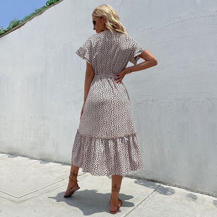 Damen Maxi-Kleid mit voluminösen Ärmeln und vielseitigem Taillengürtel Drune