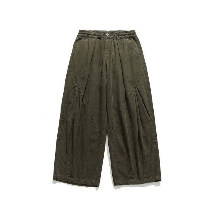 Herren Weite Cropped-Canvas-Hose im Utility‑Look mit elastischem Bund und markanten Falten Drune