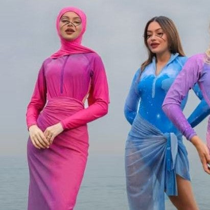 Damen Modischer Schwimmanzug mit Hijab Drune