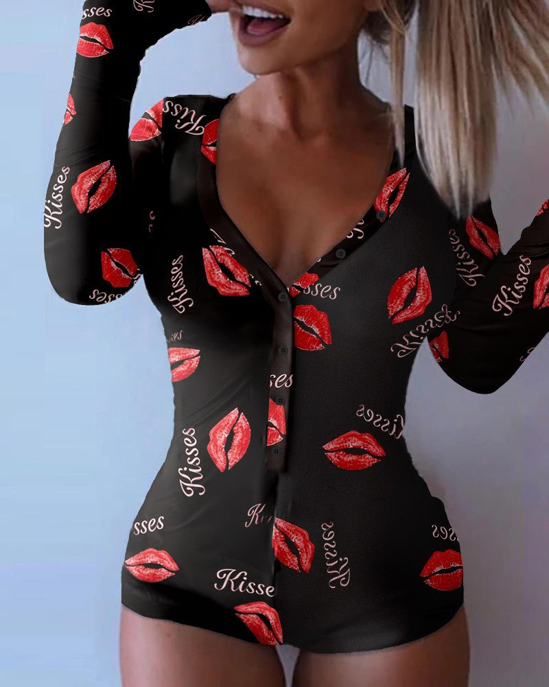 Damen Karierter Longsleeve-Body mit praktischer Rückenöffnung & Druckknopf-Slip Drune