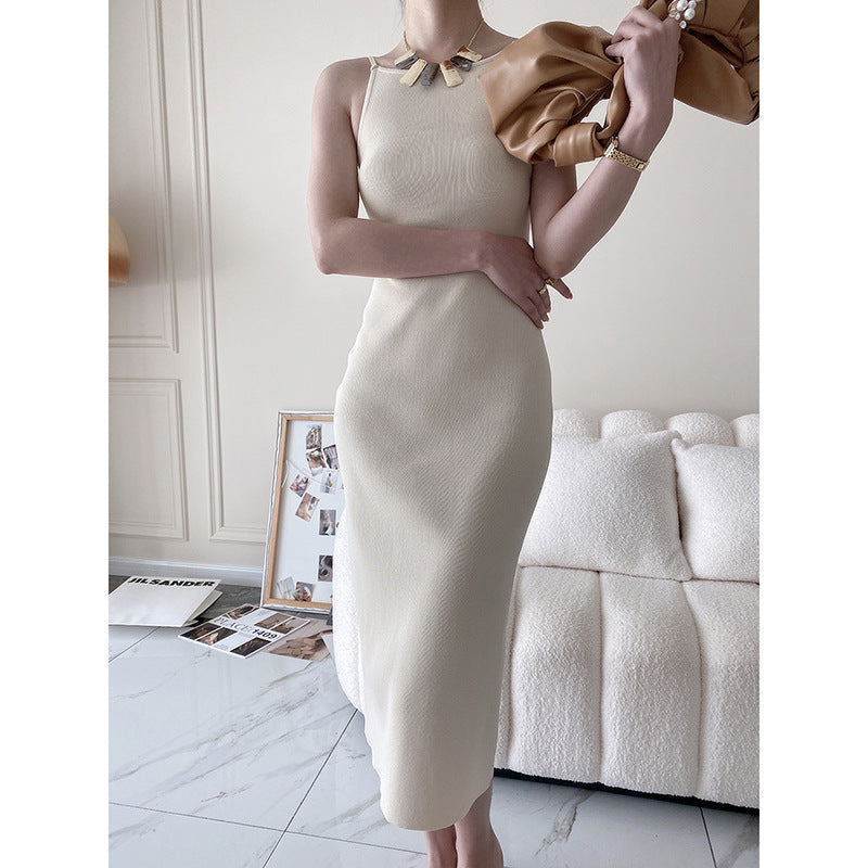 Damen lässiges Maxikleid mit figurbetontem Schnitt und feiner Rippstruktur Drune