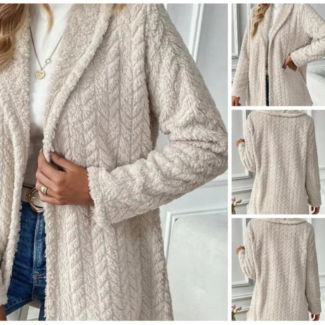 Damen Elegante und lässige Plüsch-Jacke mit strukturiertem Design Drune
