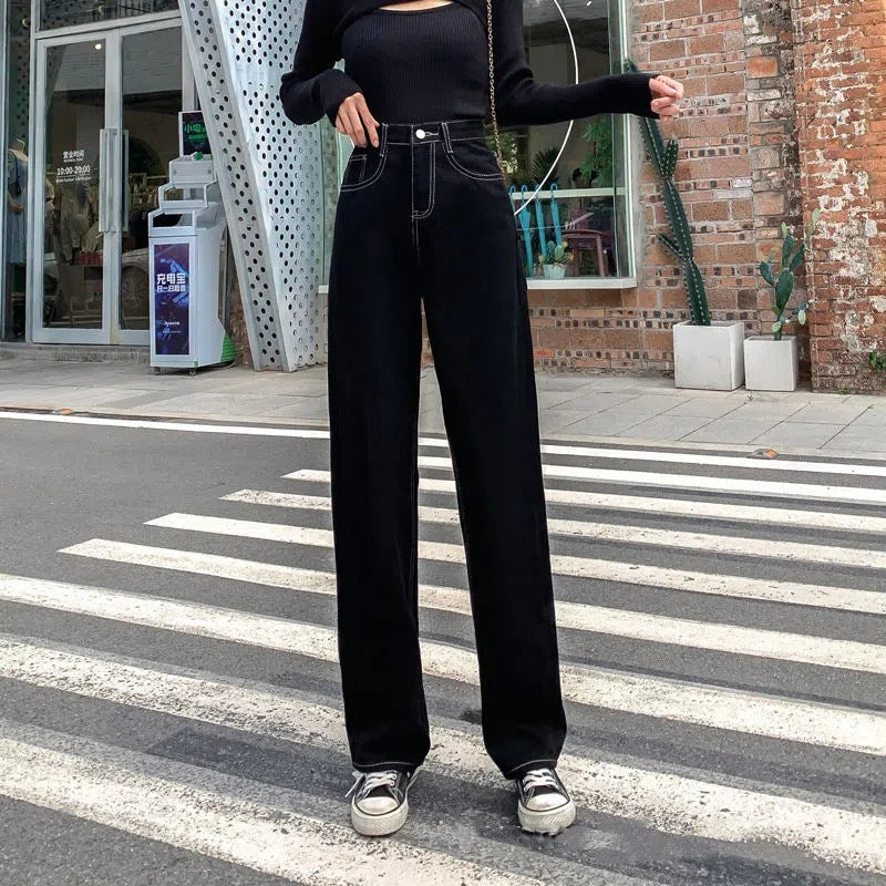 Damen Hochgeschnittene Jeans mit weitem Bein Drune