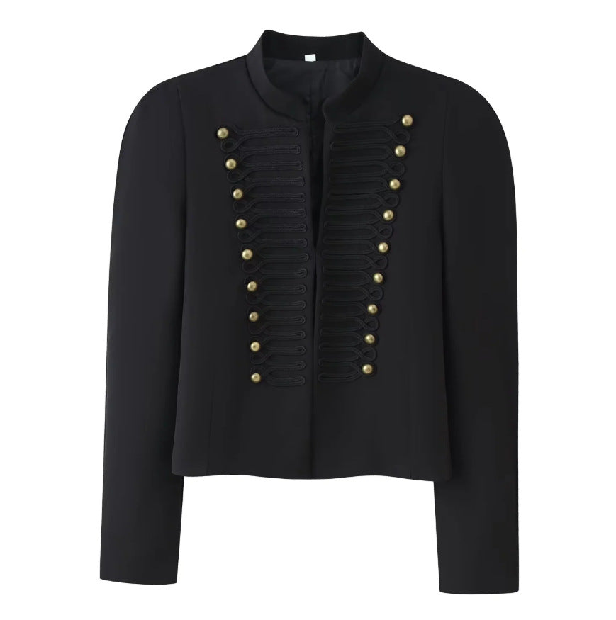 Damen Kurzjacke im hussareninspirierten Design mit Stehkragen und Zierkordeln Drune