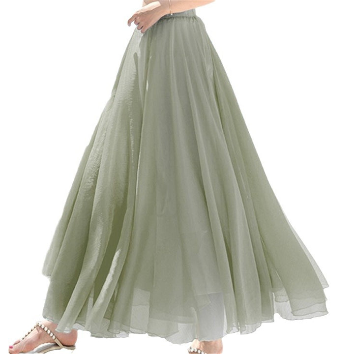 Damen nan fließender Maxirock aus Chiffon mit elastischem Bund und mehrlagigem Volant Drune