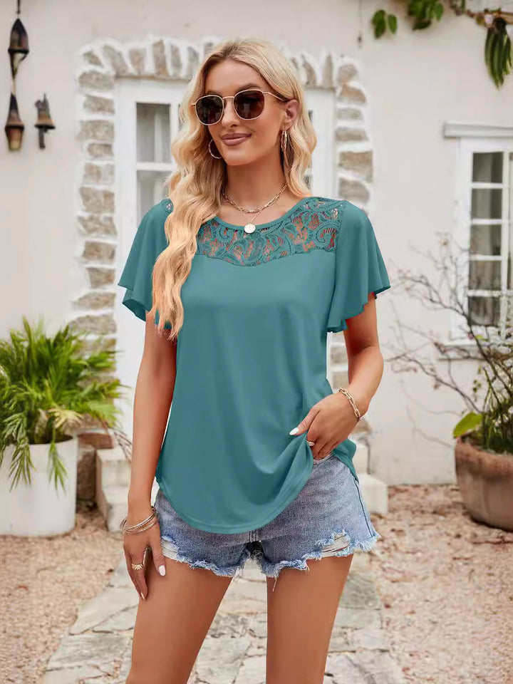 Damen Freizeitbluse mit Spitzeneinsatz Drune