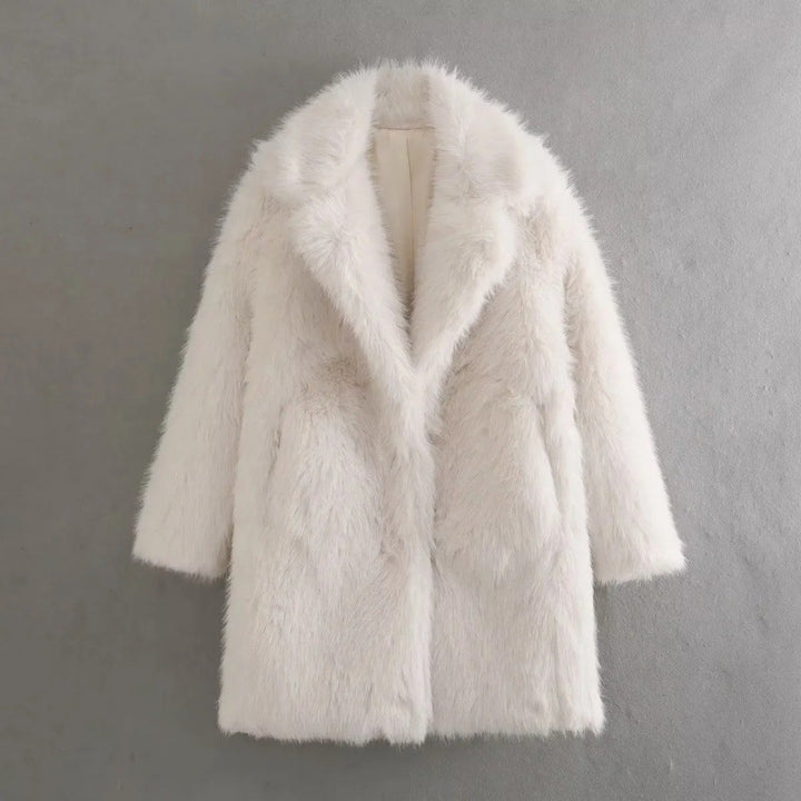 Damen Kuschelige Teddyjacke mit elegantem Revers und großzügigen Taschen Drune