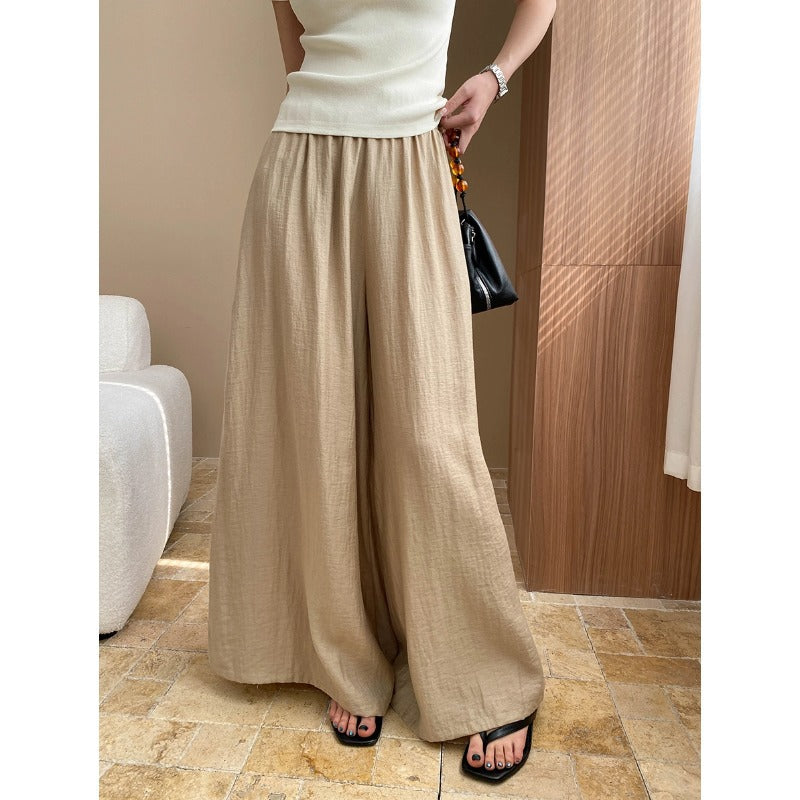 Damen lässige weit geschnittene Hose mit elastischem Bund und seitlichen Taschen Drune