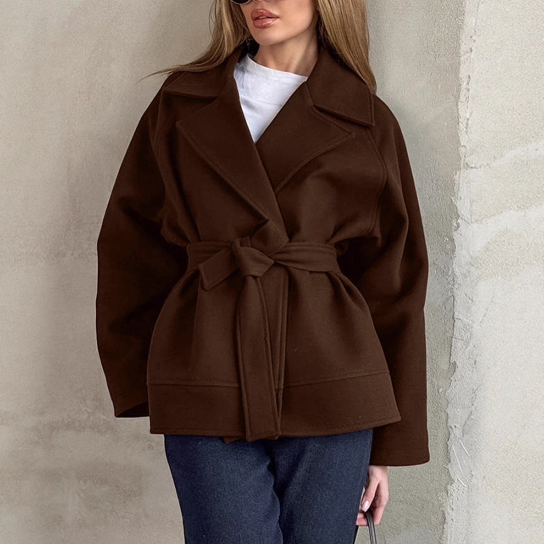 Damen Elegante Wickeljacke mit Gürtel und lässigem Schnitt Drune