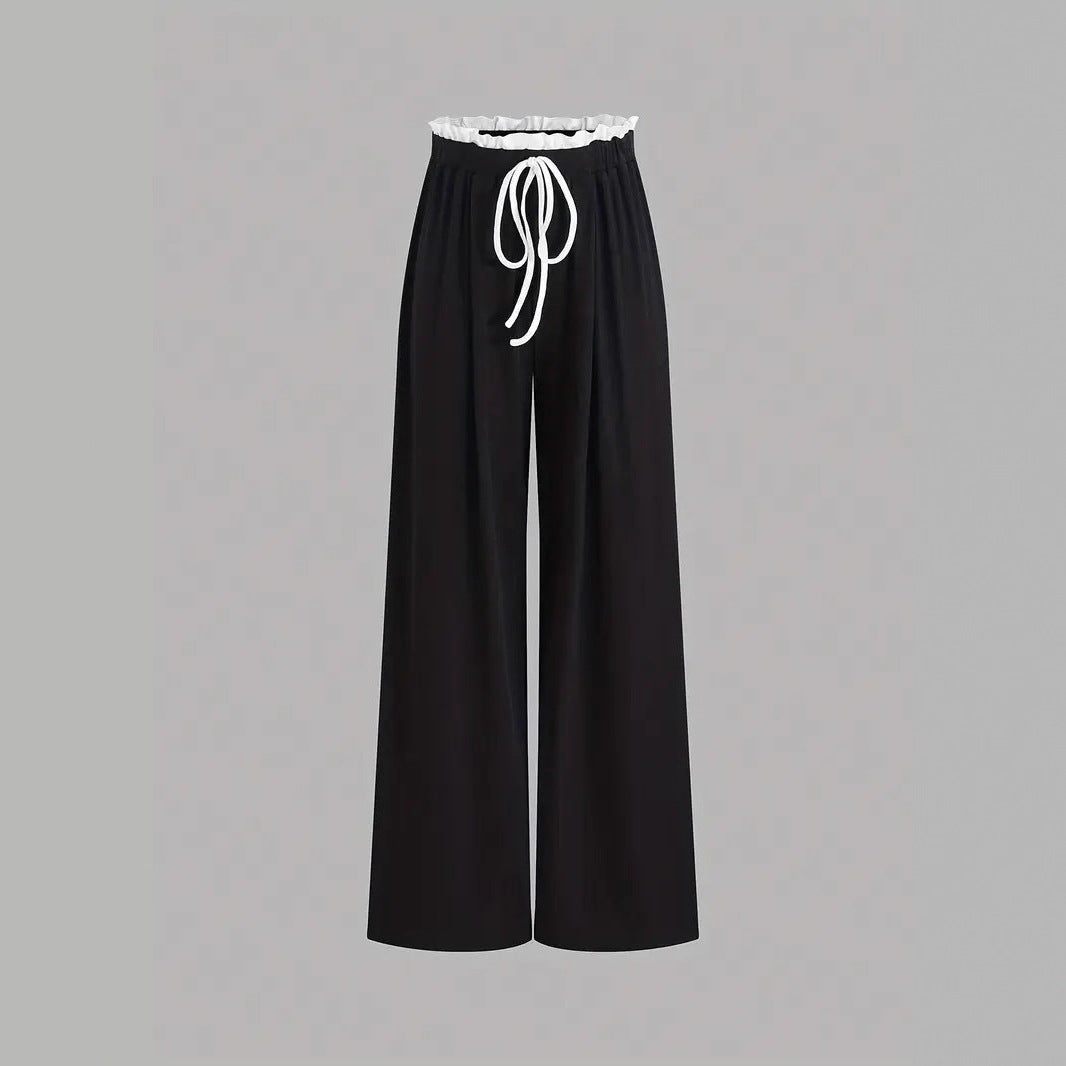 Damen stylishes Sport-Set mit hoch taillierter Weitbein-Hose und sportlichem Bustier Drune