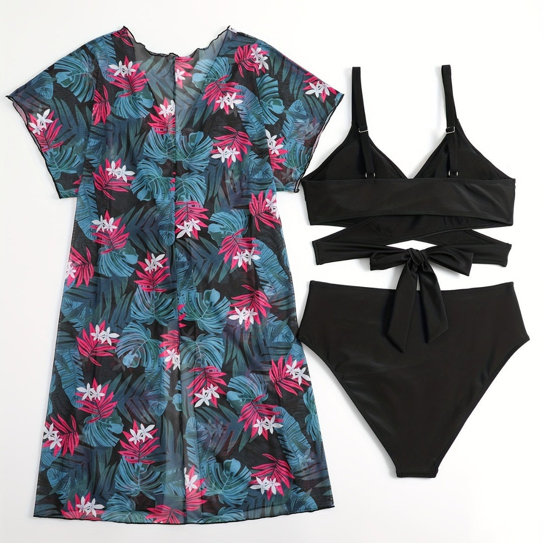 Damen Wickelkleid und Bikini-Set Drune