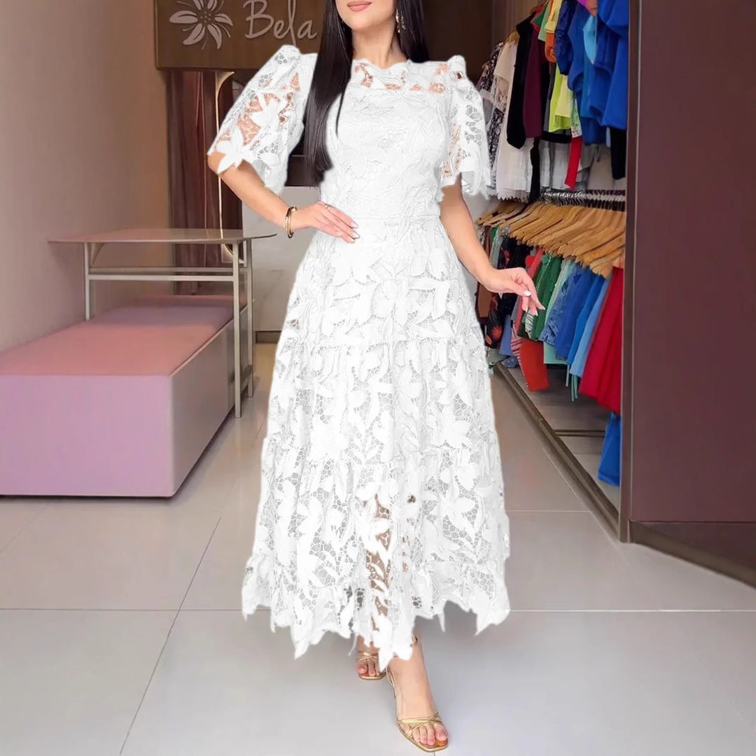 Damen nan Maxikleid aus floraler Guipure-Spitze mit taillierter Passform und Stufensaum Drune
