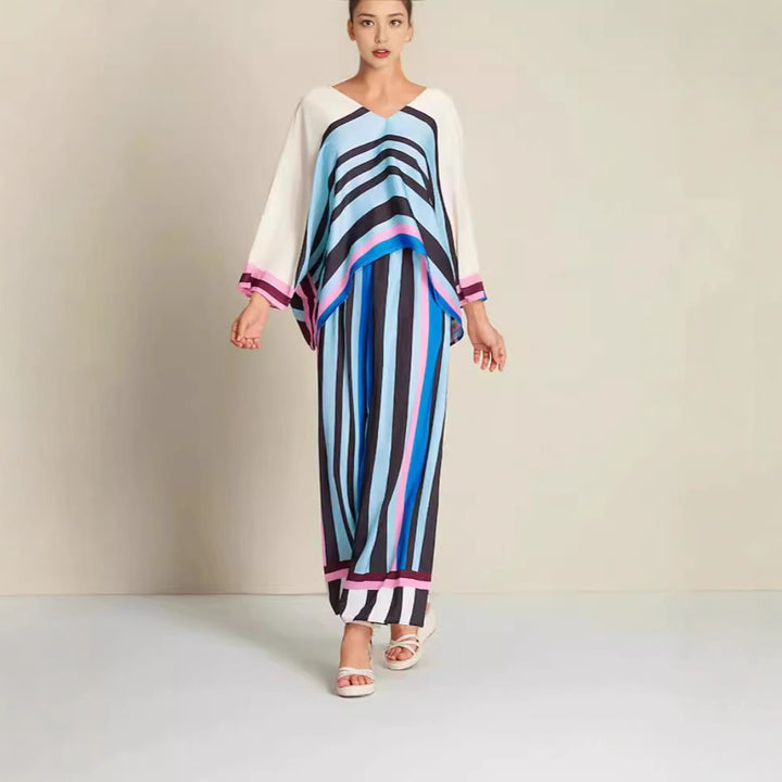 Damen Freizeit Set mit elegantem Schnitt und modernen Streifen Drune