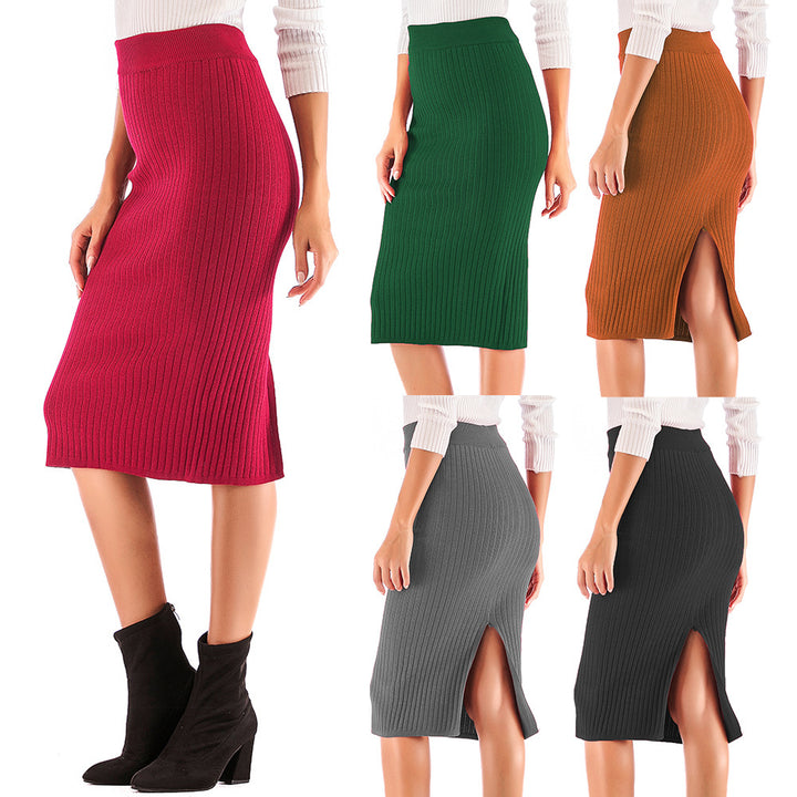Damen Rippstrickrock mit seitlichem Schlitz Drune