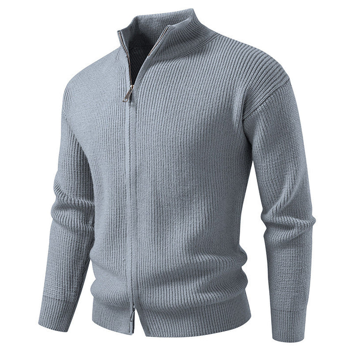 Herren Strickjacke mit hohem Kragen und innovativem Reißverschluss Drune