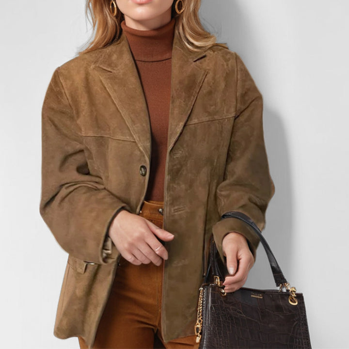Damen elegante Wildlederjacke mit lässiger Passform Drune