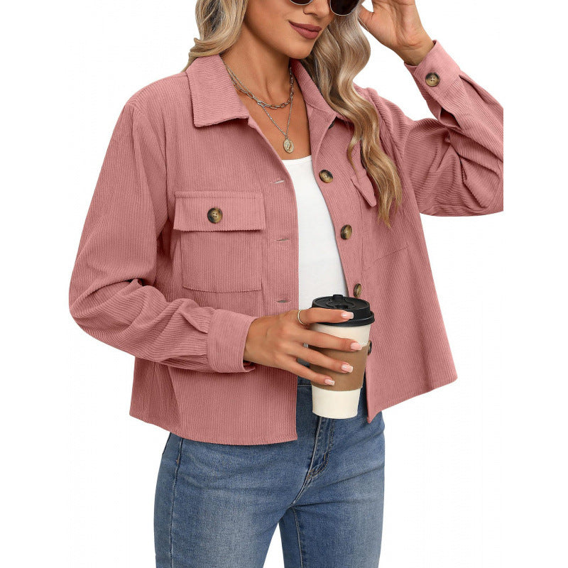 Damen modische Overshirt-Jacke mit strukturiertem Stoff Drune