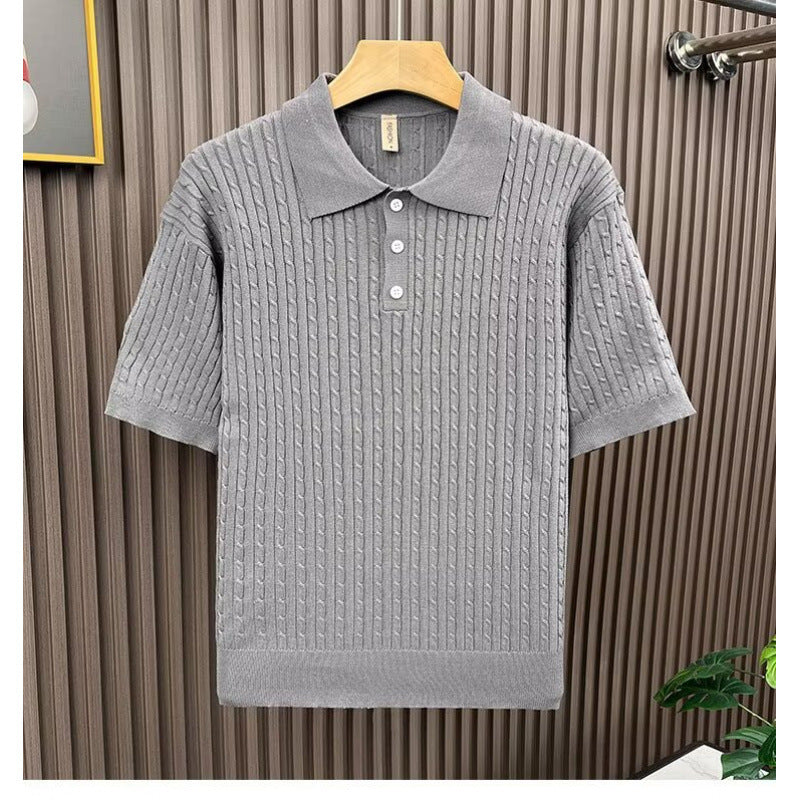 Herren Modisches Strick-Polohemd mit strukturiertem Design Drune
