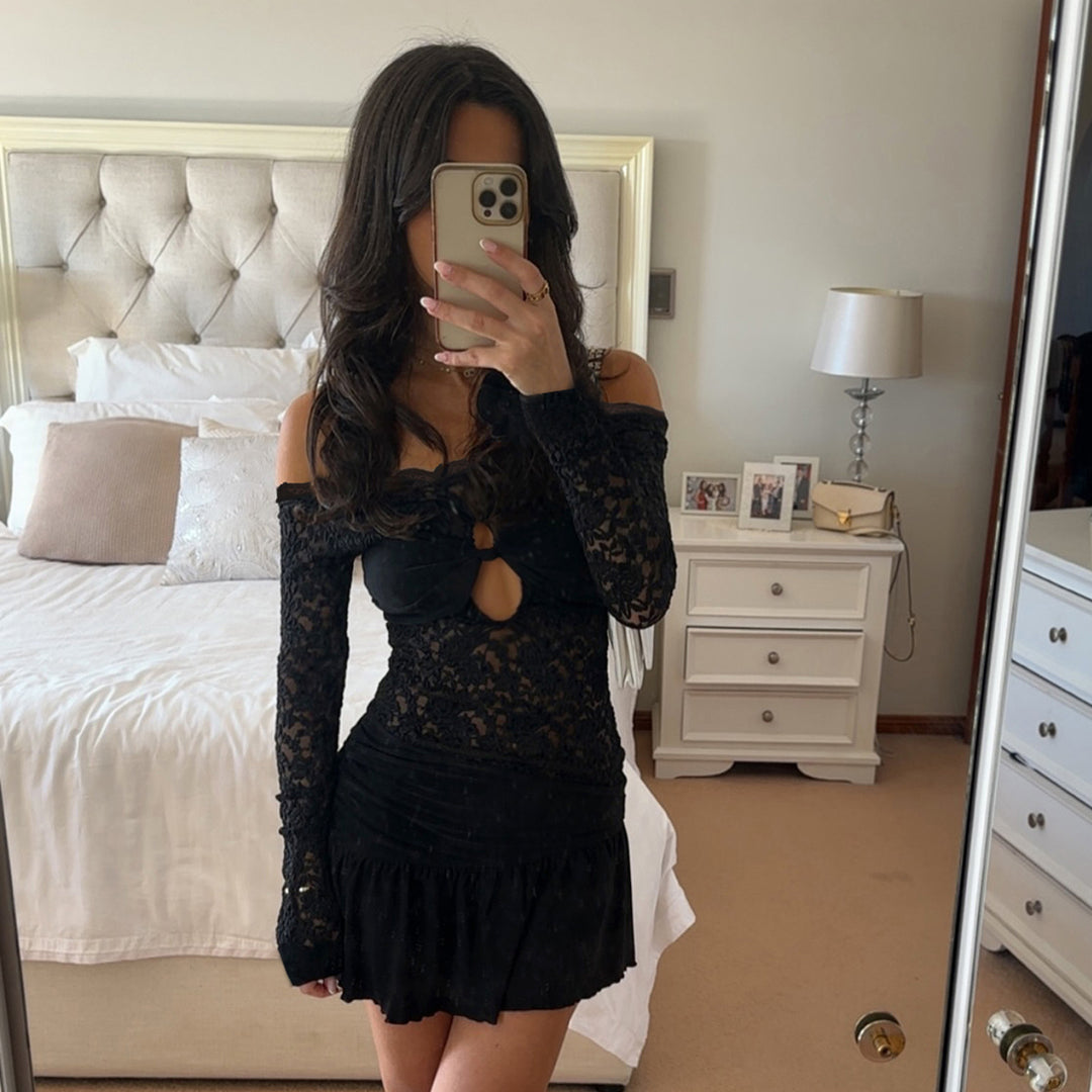 Damen Strandkleid mit zarten Spitzenakzenten und verführerischer Schnürung Drune