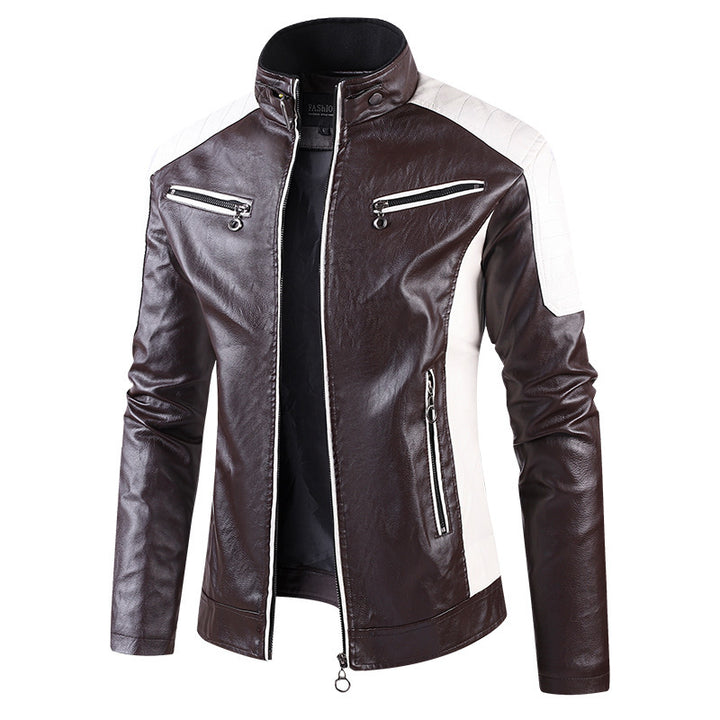 Herren Modische Bikerjacke aus Kunstleder Drune