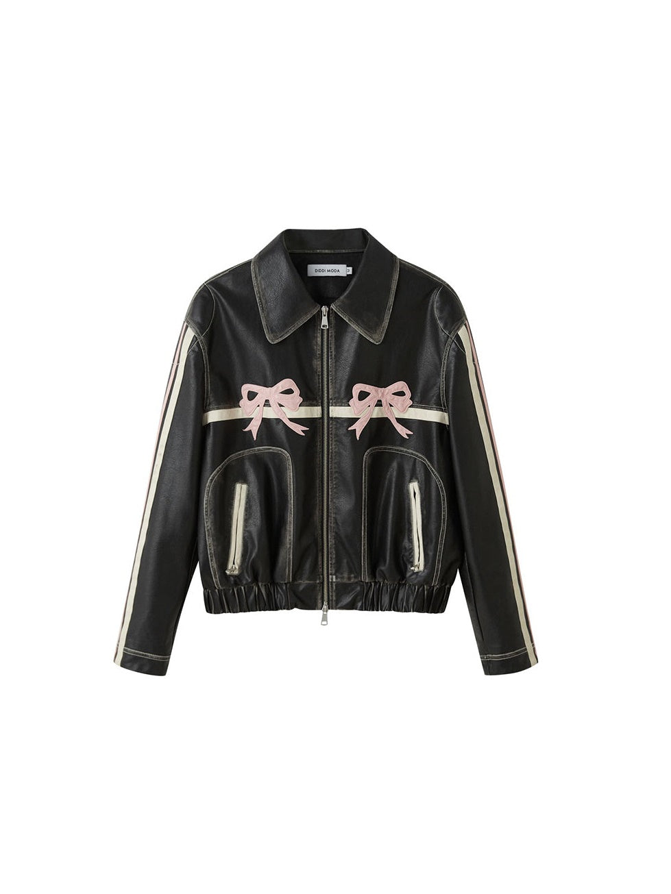 Drune | Bowknot Zip Up Lederjacke