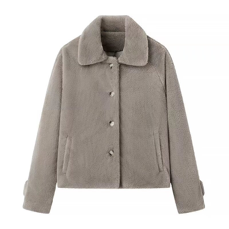 Damen Kuscheljacke mit elegantem Kragen Drune
