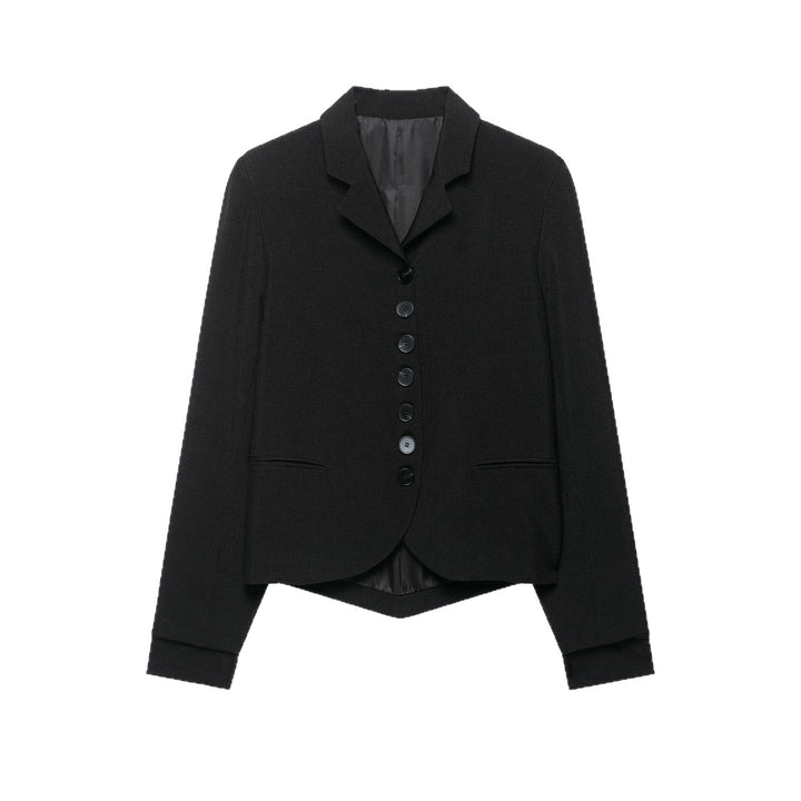 Damen Cropped-Blazer mit asymmetrisch geschnittenem Vorderteil und klassischem Revers Drune