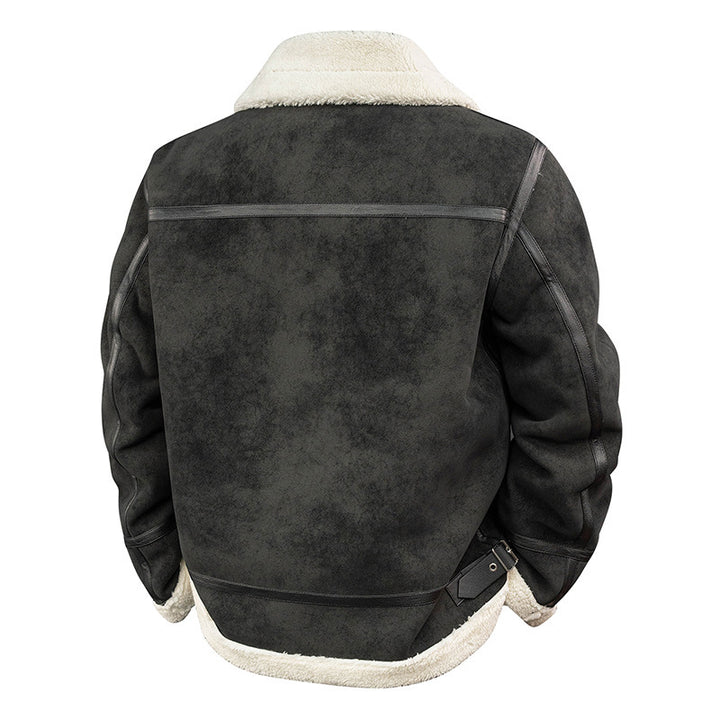 Herren Stylische Bomberjacke mit Kunstfell-Kragen Drune