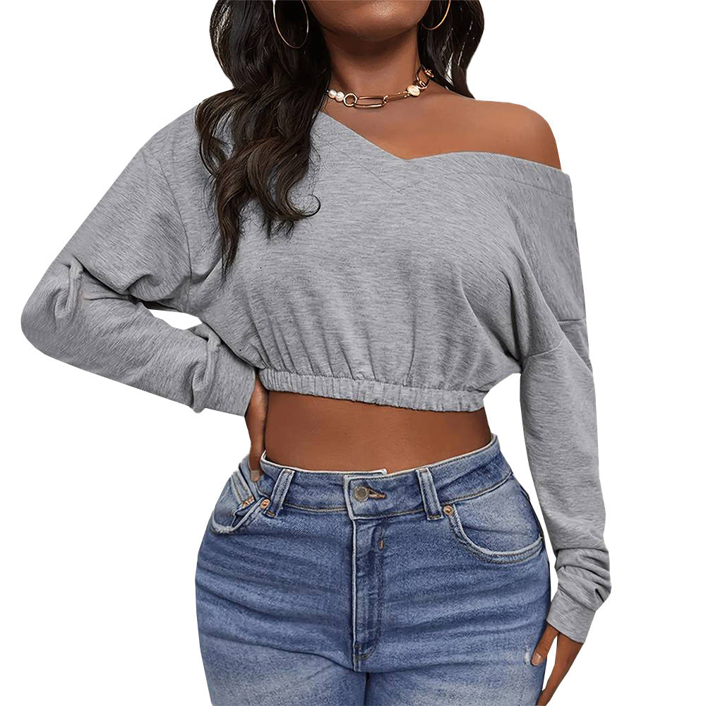 Damen lässiges Crop-Top mit schulterfreiem Design und tailliertem Saum Drune