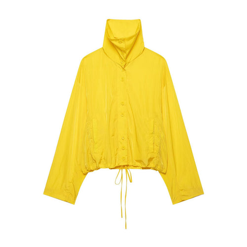 Damen Kurzer Tech‑Shell Blouson im Oversize‑Look mit hohem Stehkragen und Tunnelzug Drune