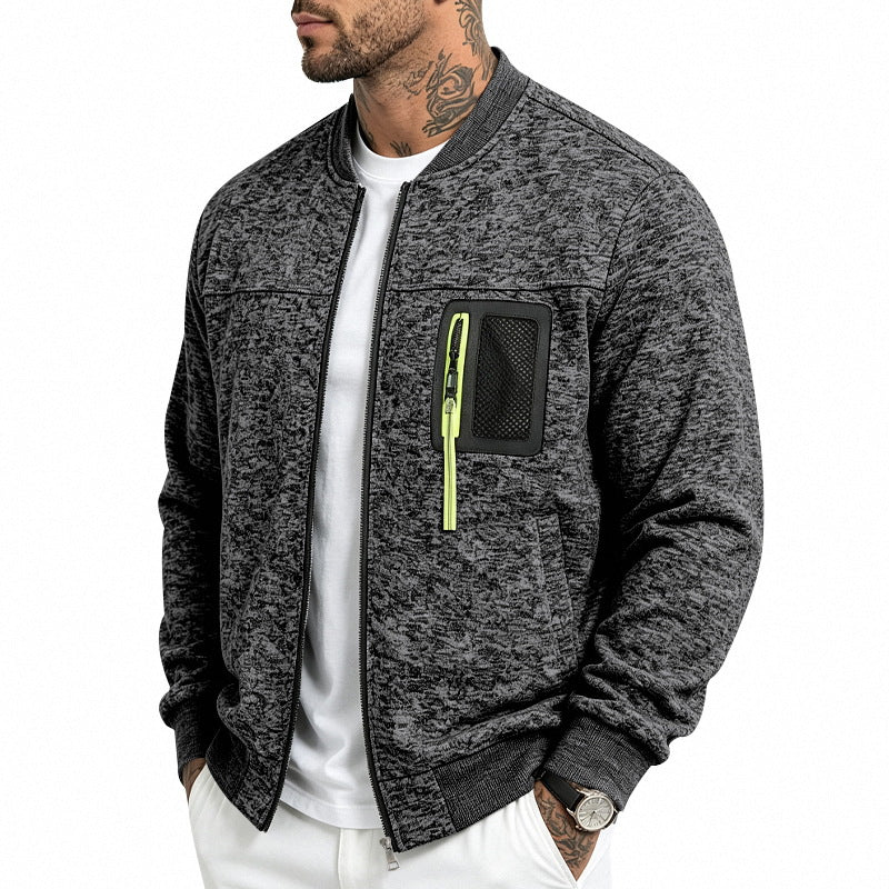 Herren Strick-Bomberjacke mit funktionaler Brusttasche und Reißverschluss Drune
