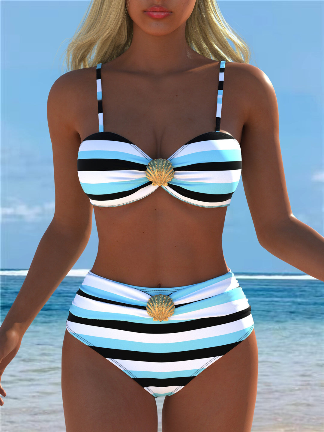 Damen Bikini-Set mit elegantem Balconette-Oberteil und hoch geschnittenen Höschen Drune