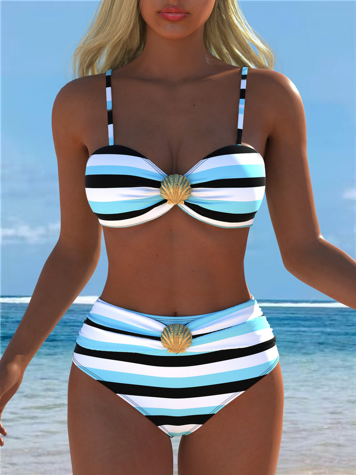 Damen Bikini-Set mit floralem Balconette-Oberteil und hochgeschnittenem Höschen Drune