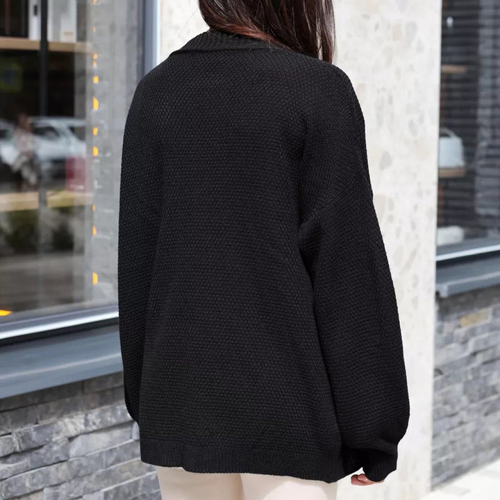 Damen lässige Strickjacke mit weitem Schnitt und tiefen Ärmeln Drune