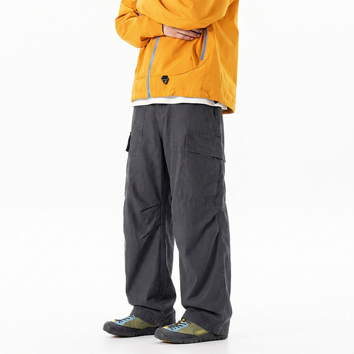 Damen Weite Cropped Cargo‑Hose mit elastischem Bund und aufgesetzten Taschen Drune