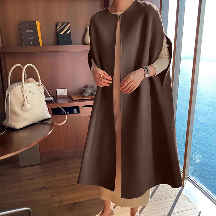 Damen elegantes Poncho-Gilet aus hochwertigem Wollmix Drune