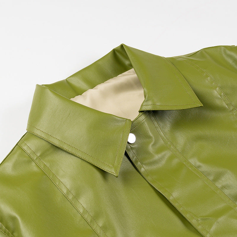 Damen Lässige Kunstlederjacke mit praktischen Taschen und modernem Design Drune