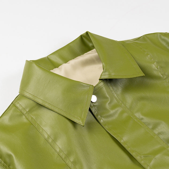 Damen Lässige Kunstlederjacke mit praktischen Taschen und modernem Design Drune