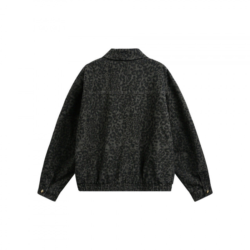 Herren Weite Boxy-Jacke mit Leoprint, durchgehendem Reißverschluss und elastischem Saum Drune