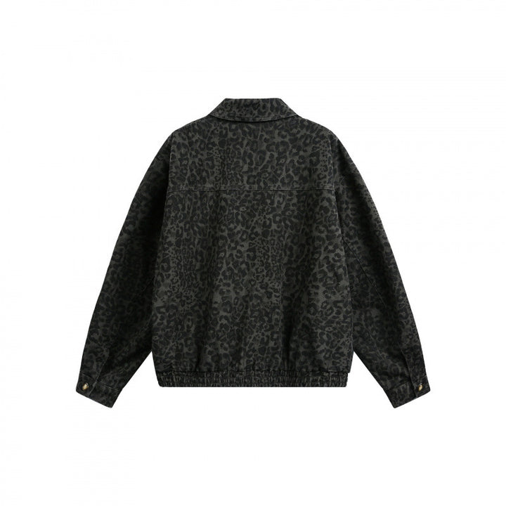 Herren Weite Boxy-Jacke mit Leoprint, durchgehendem Reißverschluss und elastischem Saum Drune