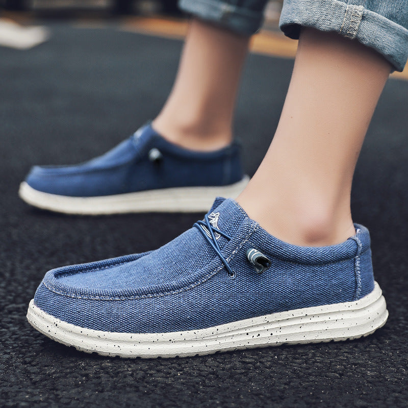 Herren Legerer Canvas-Mokassin-Slipper mit geflochtener Schnürung und gefleckter EVA-Sohle Drune